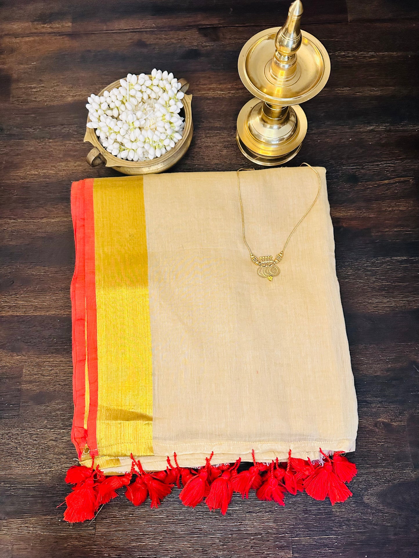"Ruby" Kerala Kasavu Saree