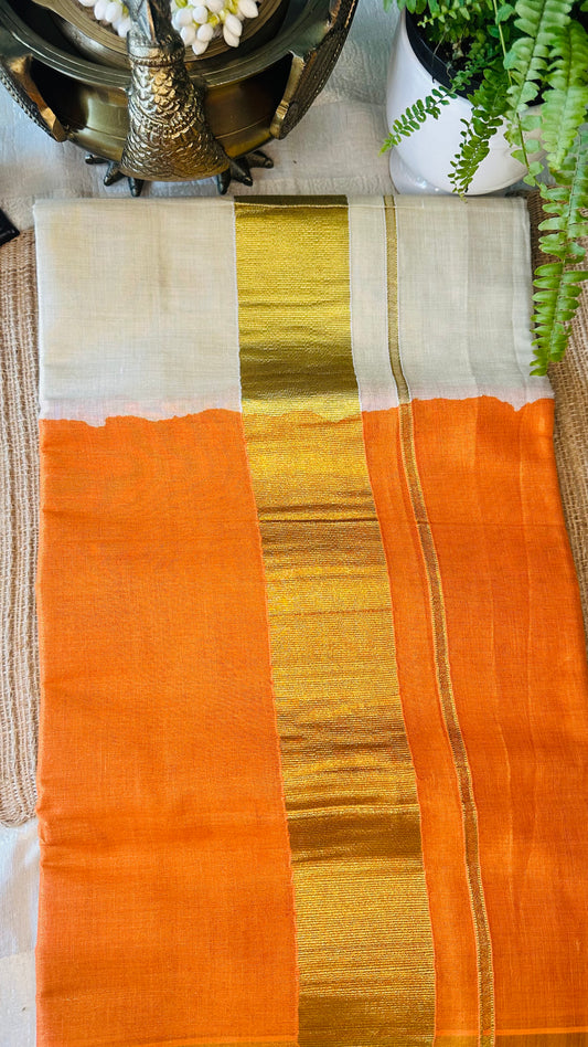"Amber" Tie Dye Tissue Kerala Saree