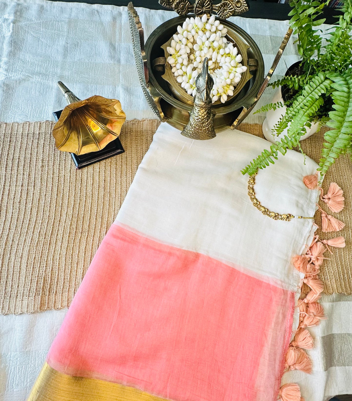 "Coral" Mul Cotton Kerala Saree