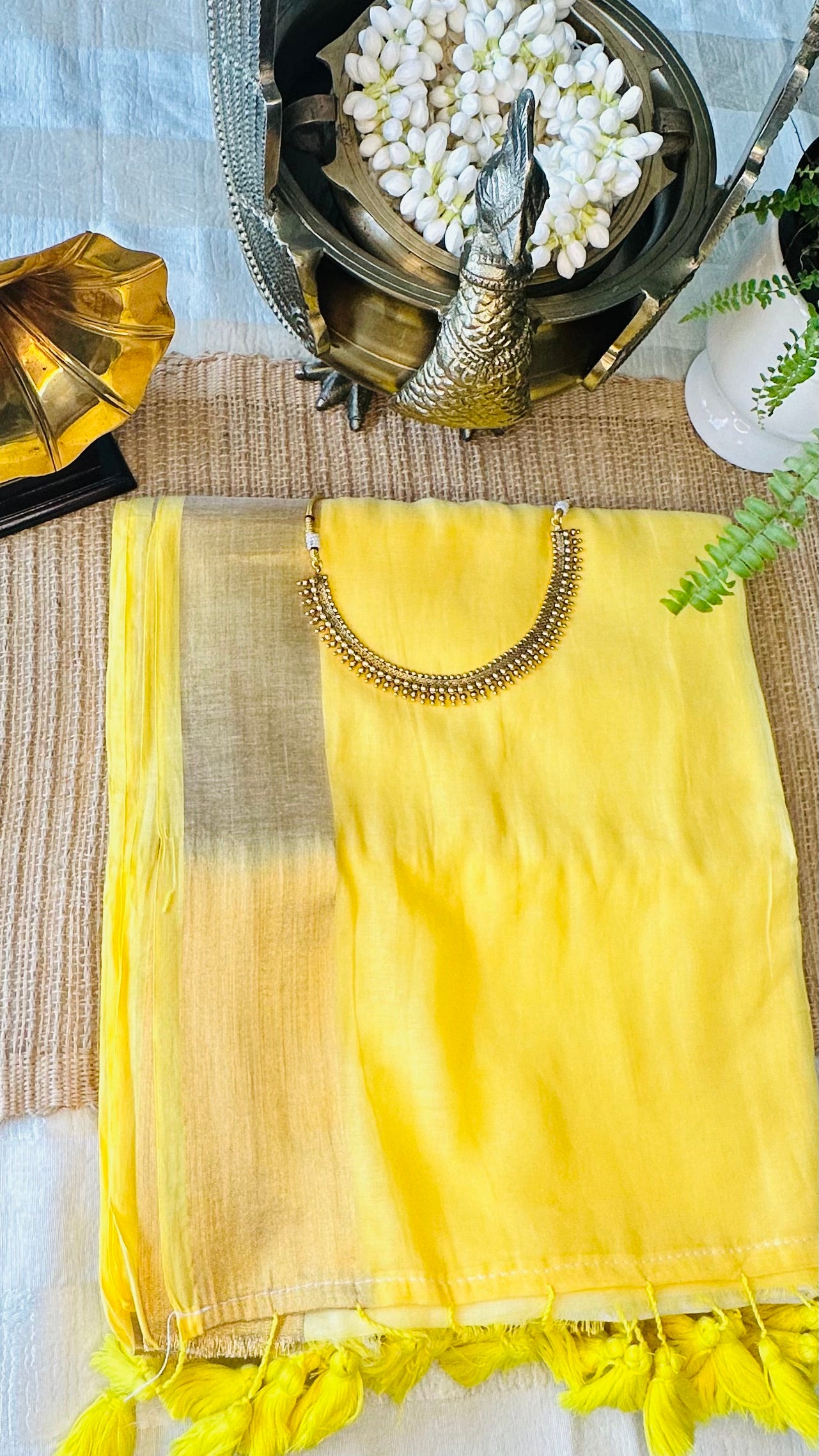 "Buttercup" Mul Cotton Kerala Saree