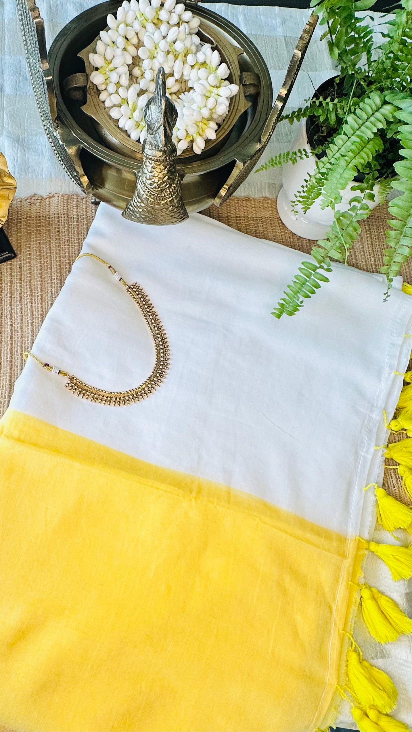 "Buttercup" Mul Cotton Kerala Saree